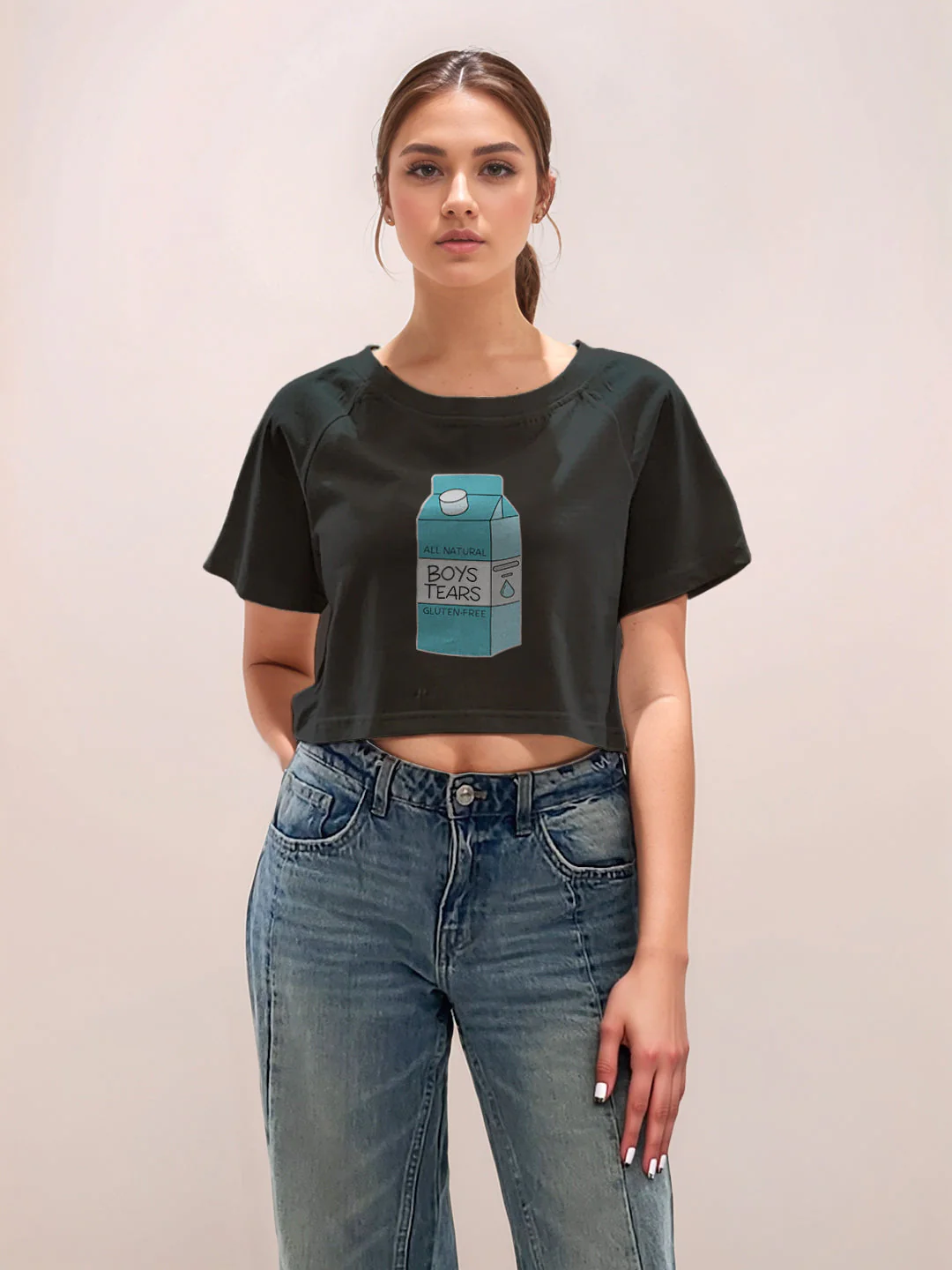 Black Graphic Print Half Sleeves T-Shirt - Image 2