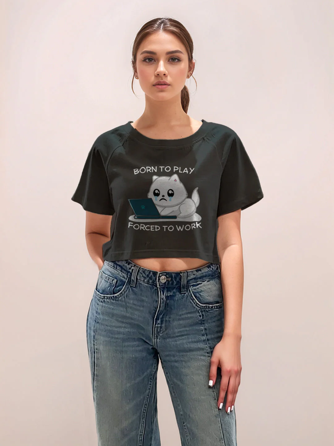 Black Graphic Print Half Sleeves T-Shirt - Image 2