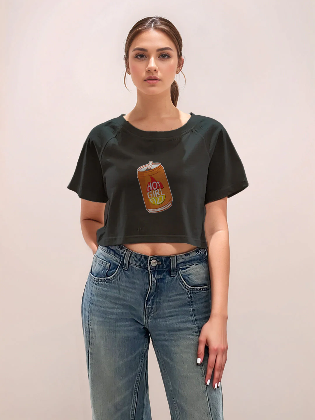 Black Graphic Print Half Sleeves T-Shirt - Image 2