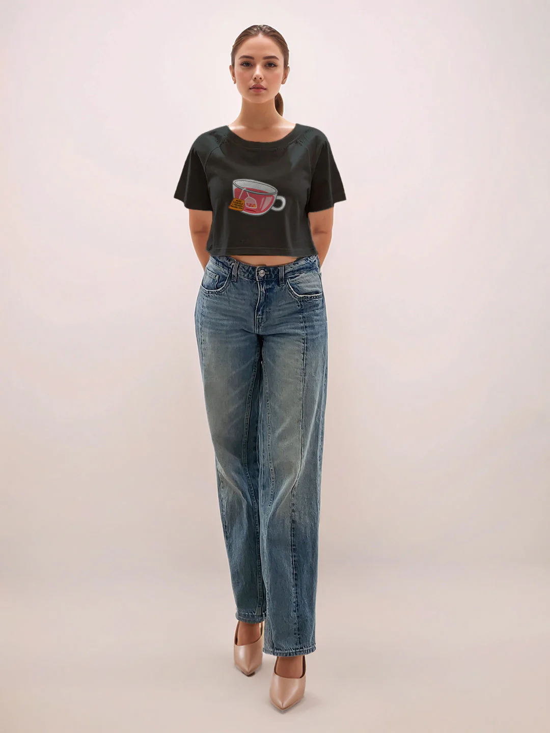Black Graphic Print Half Sleeves T-Shirt