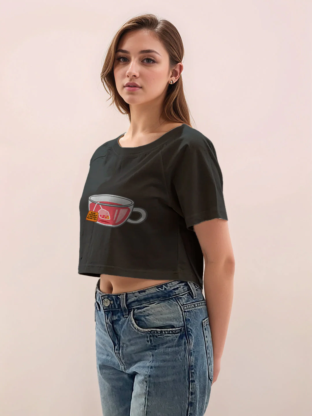 Black Graphic Print Half Sleeves T-Shirt - Image 3