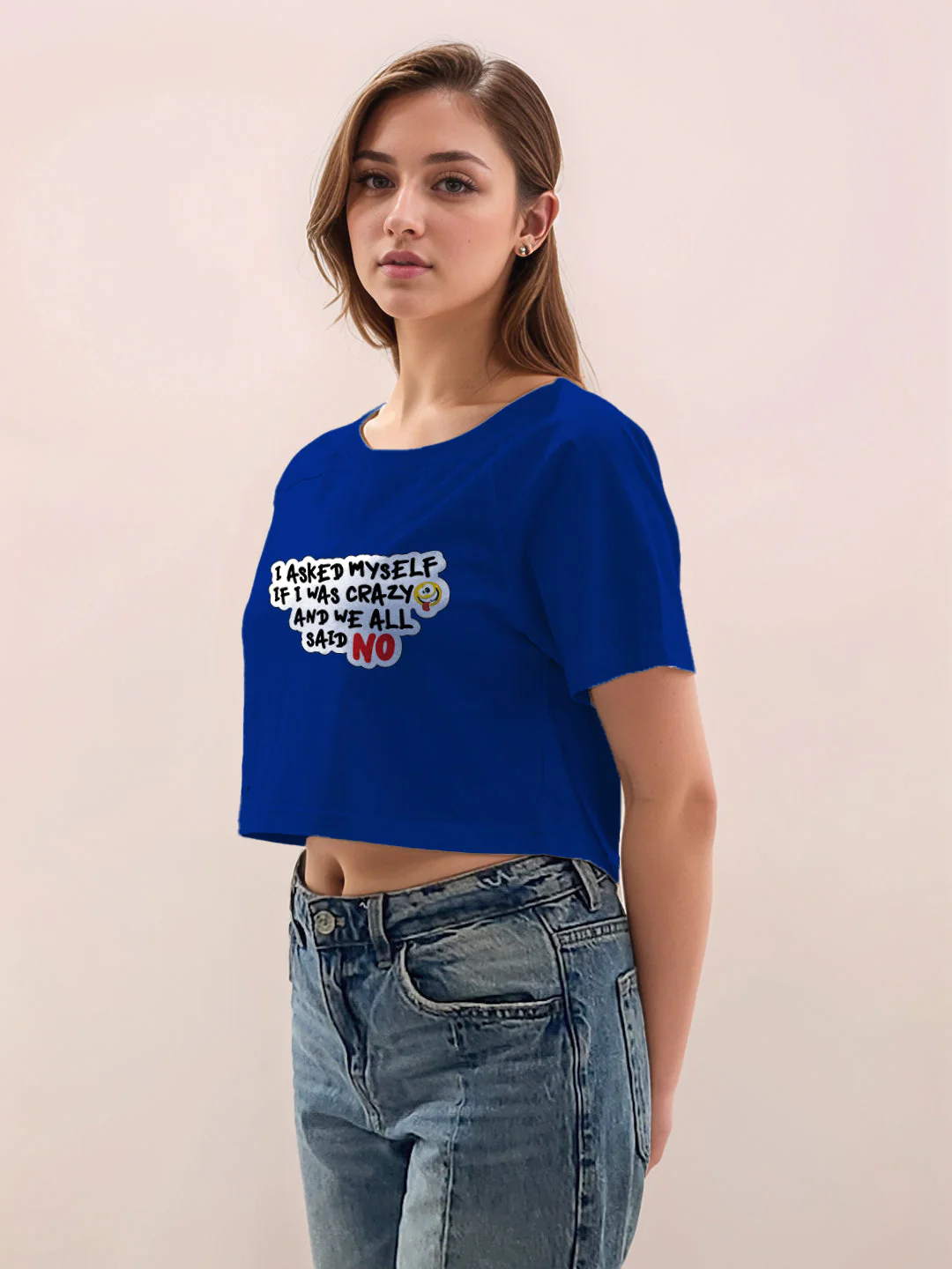 Blue Graphic Print Half Sleeves T-Shirt - Image 3