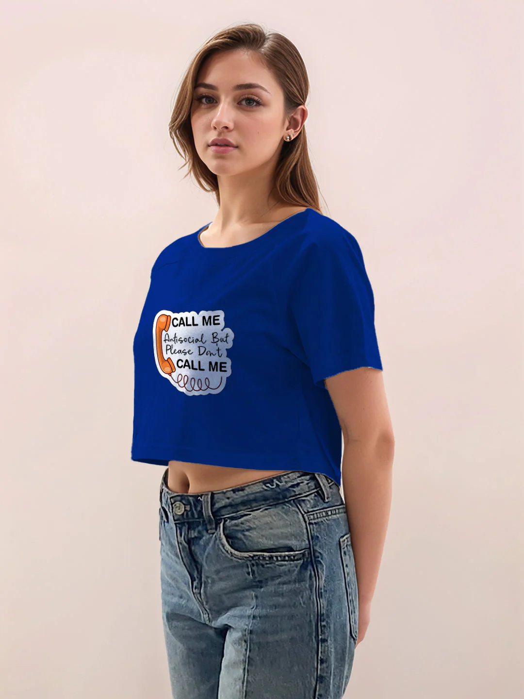 Blue Graphic Print Half Sleeves T-Shirt - Image 3