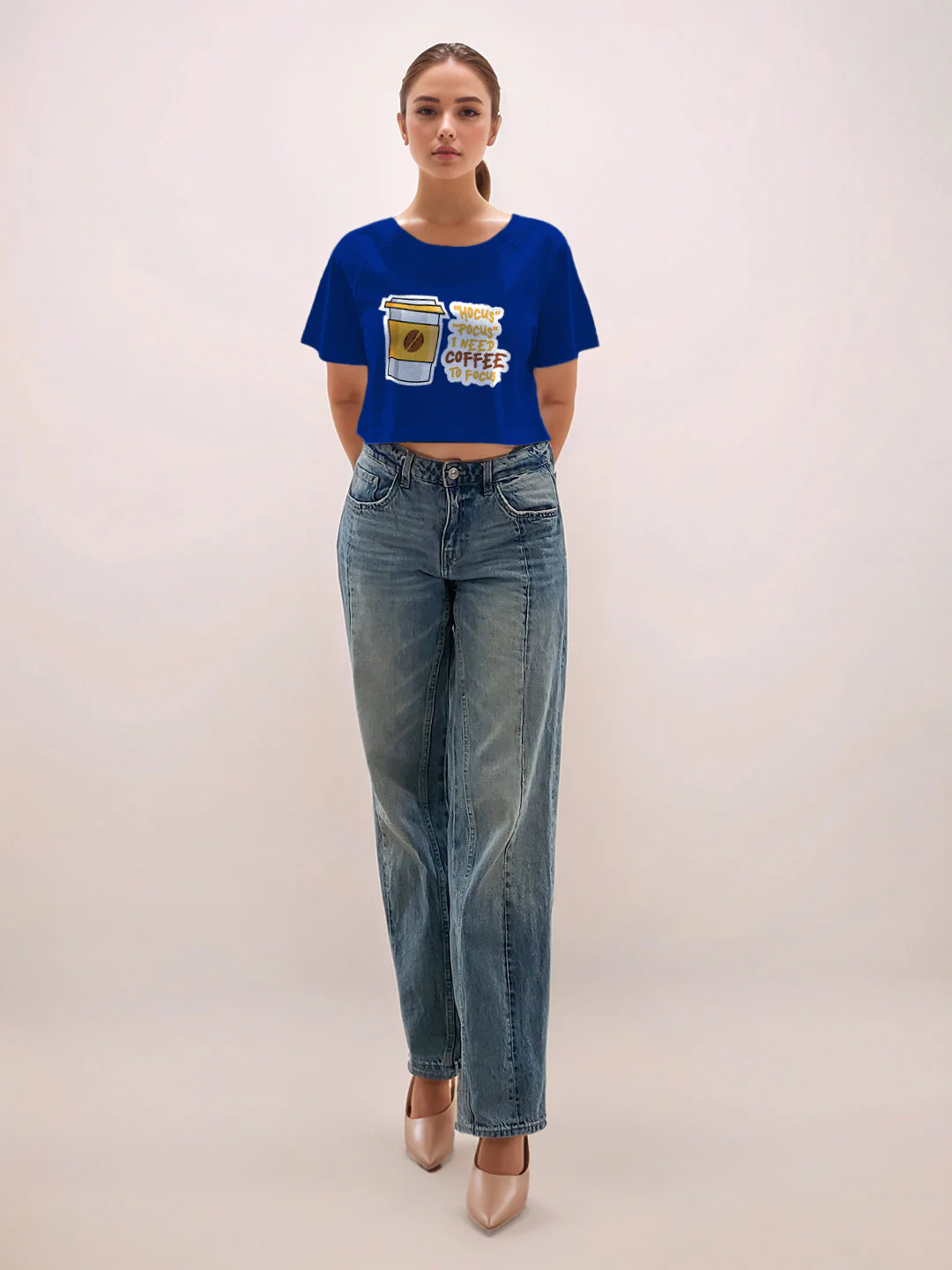Blue Graphic Print Half Sleeves T-Shirt