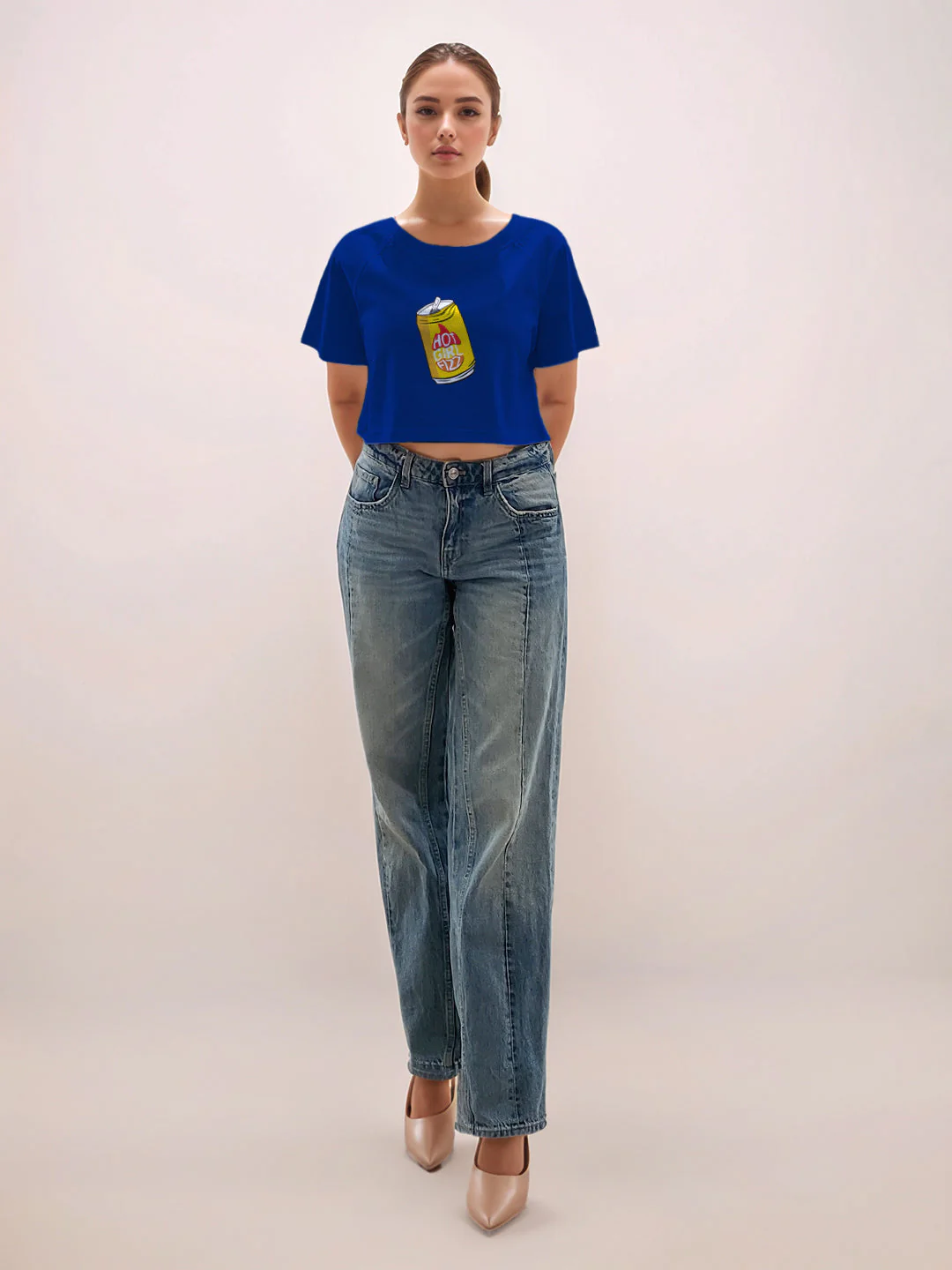 Blue Graphic Print Half Sleeves T-Shirt