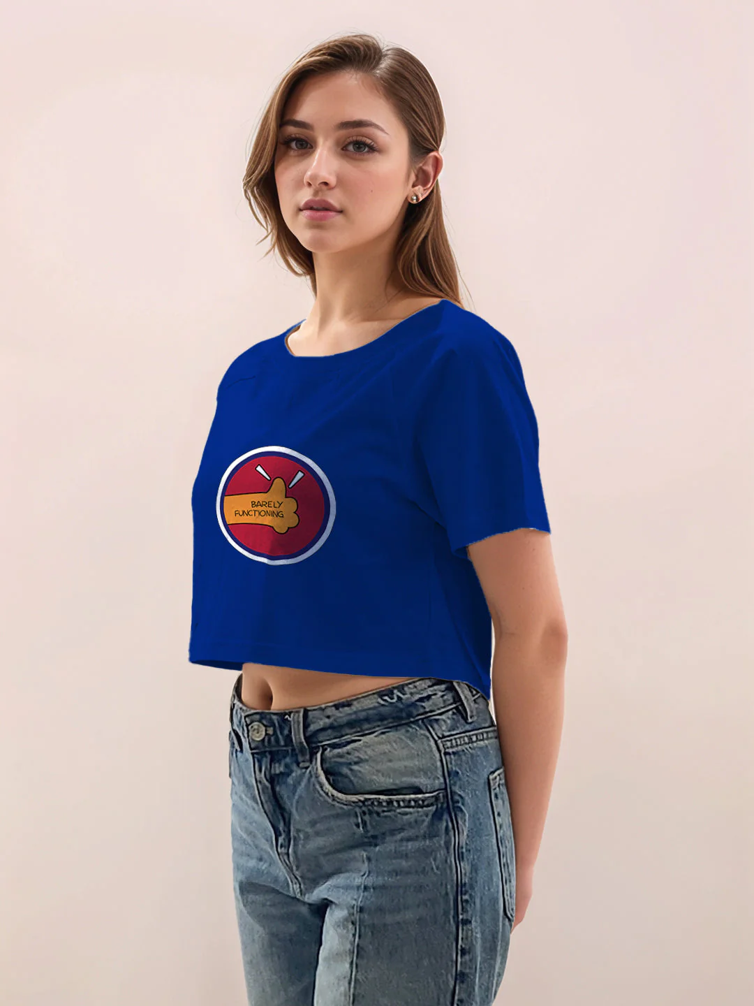 Blue Graphic Print Half Sleeves T-Shirt - Image 3