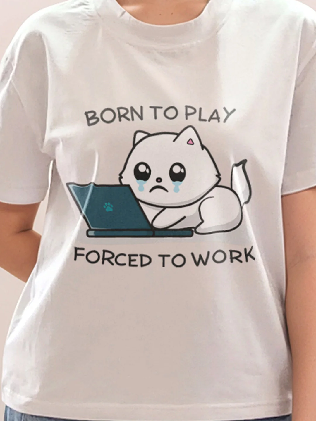 White Graphic Print Half Sleeves T-Shirt - Image 6