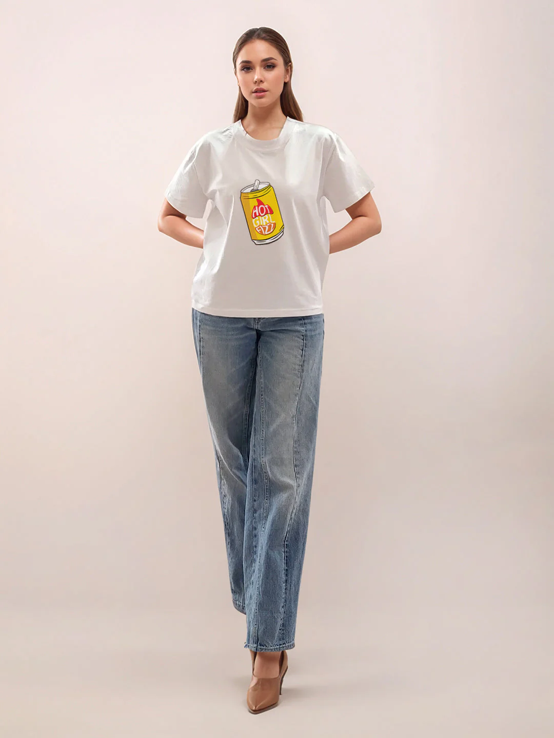 White Graphic Print Half Sleeves T-Shirt