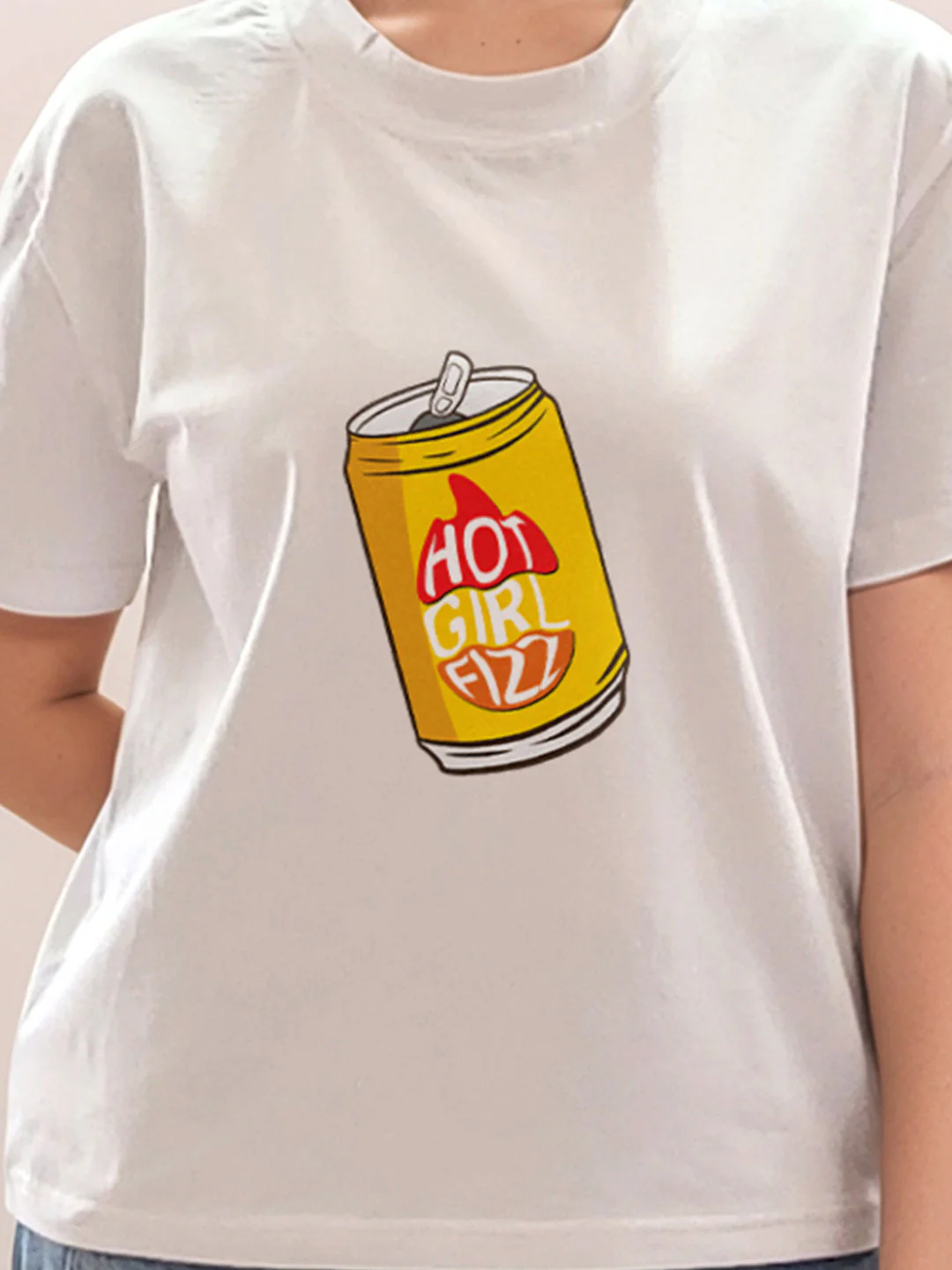 White Graphic Print Half Sleeves T-Shirt - Image 6