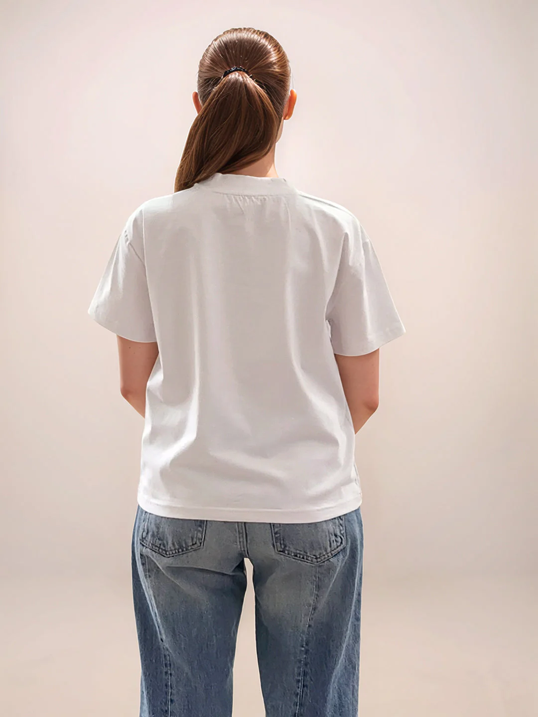 White Graphic Print Half Sleeves T-Shirt - Image 4