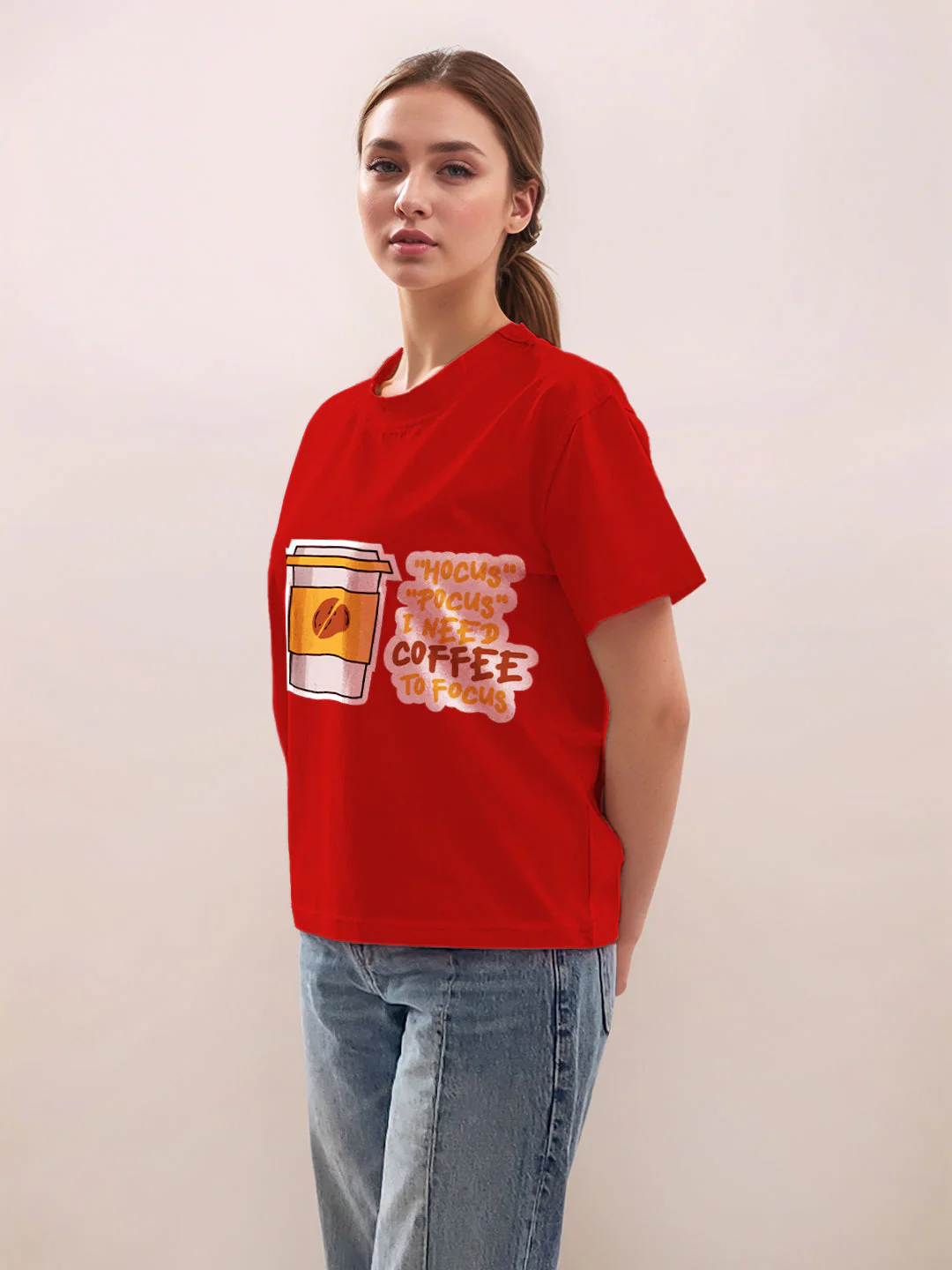 Red Graphic Print Half Sleeves T-Shirt - Image 3