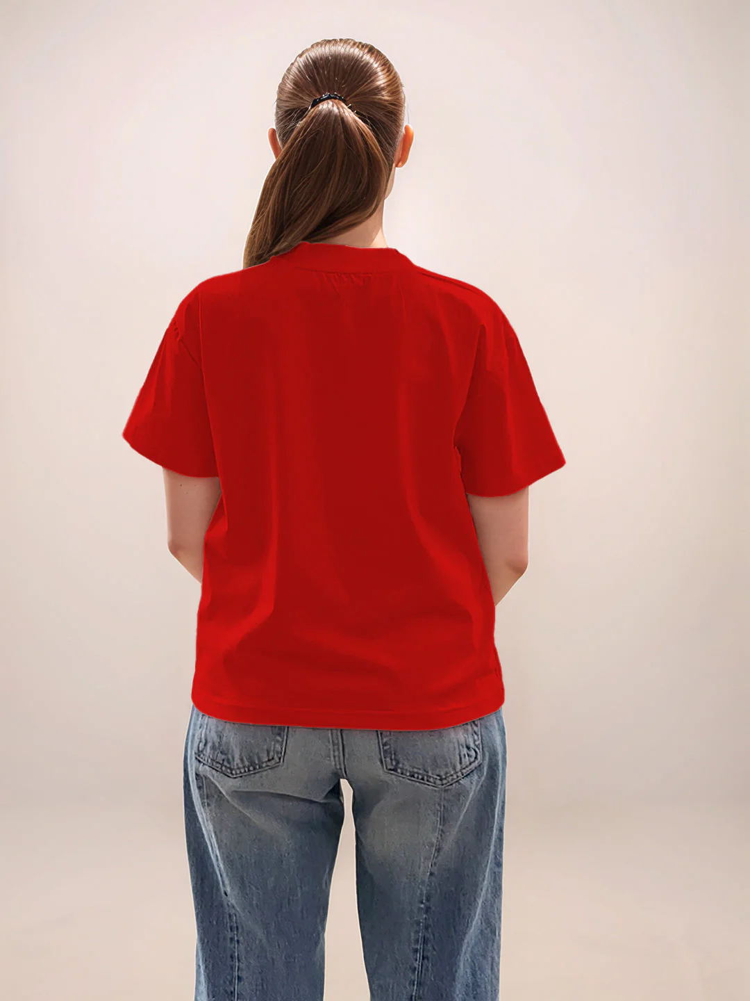 Red Graphic Print Half Sleeves T-Shirt - Image 4