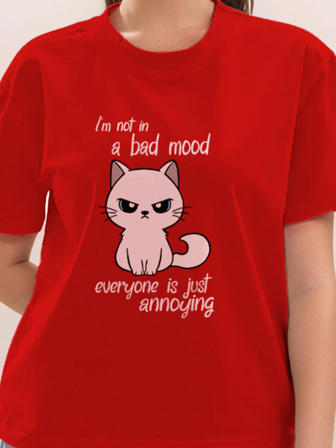 Red Graphic Print Half Sleeves T-Shirt - Image 6