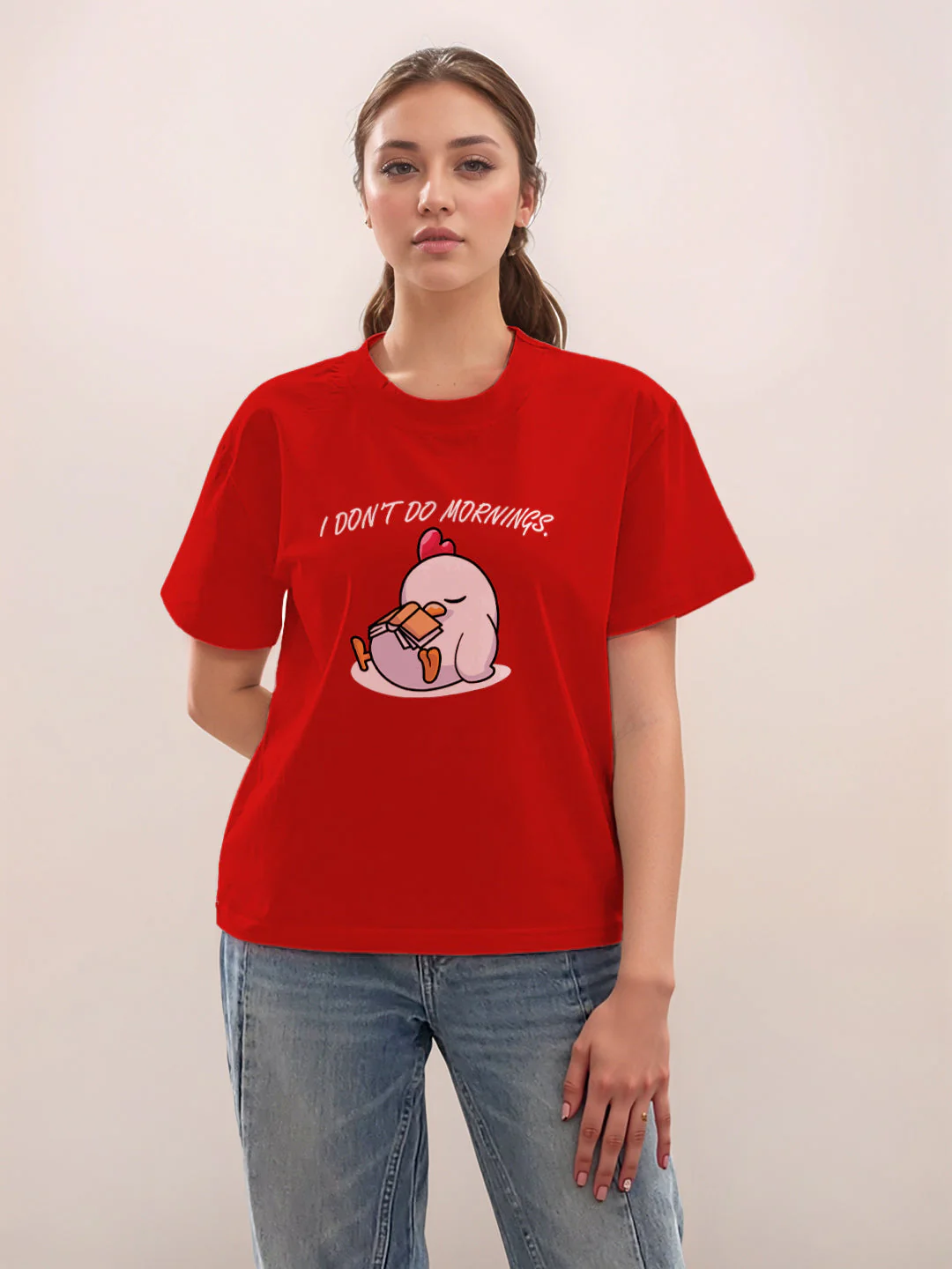 Red Graphic Print Half Sleeves T-Shirt - Image 2