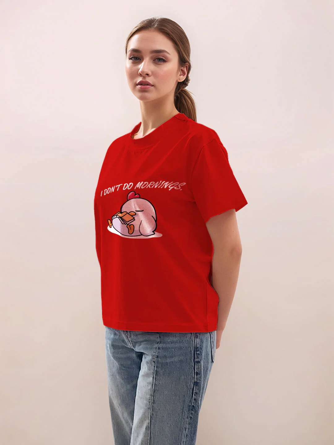 Red Graphic Print Half Sleeves T-Shirt - Image 3