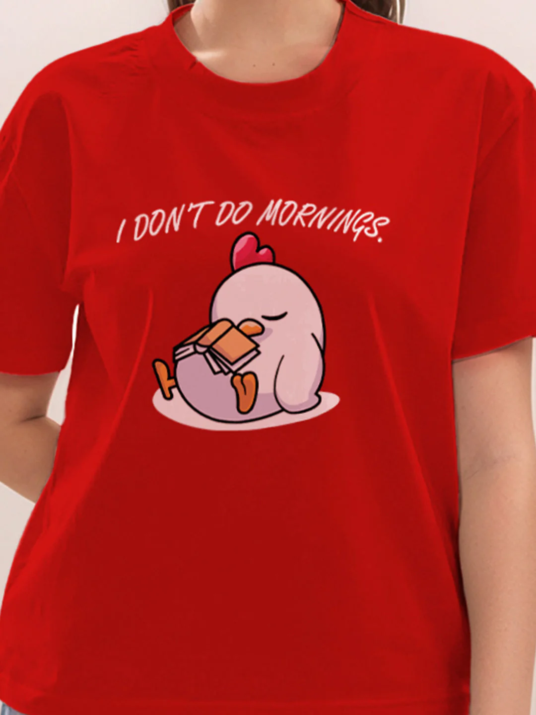 Red Graphic Print Half Sleeves T-Shirt - Image 6
