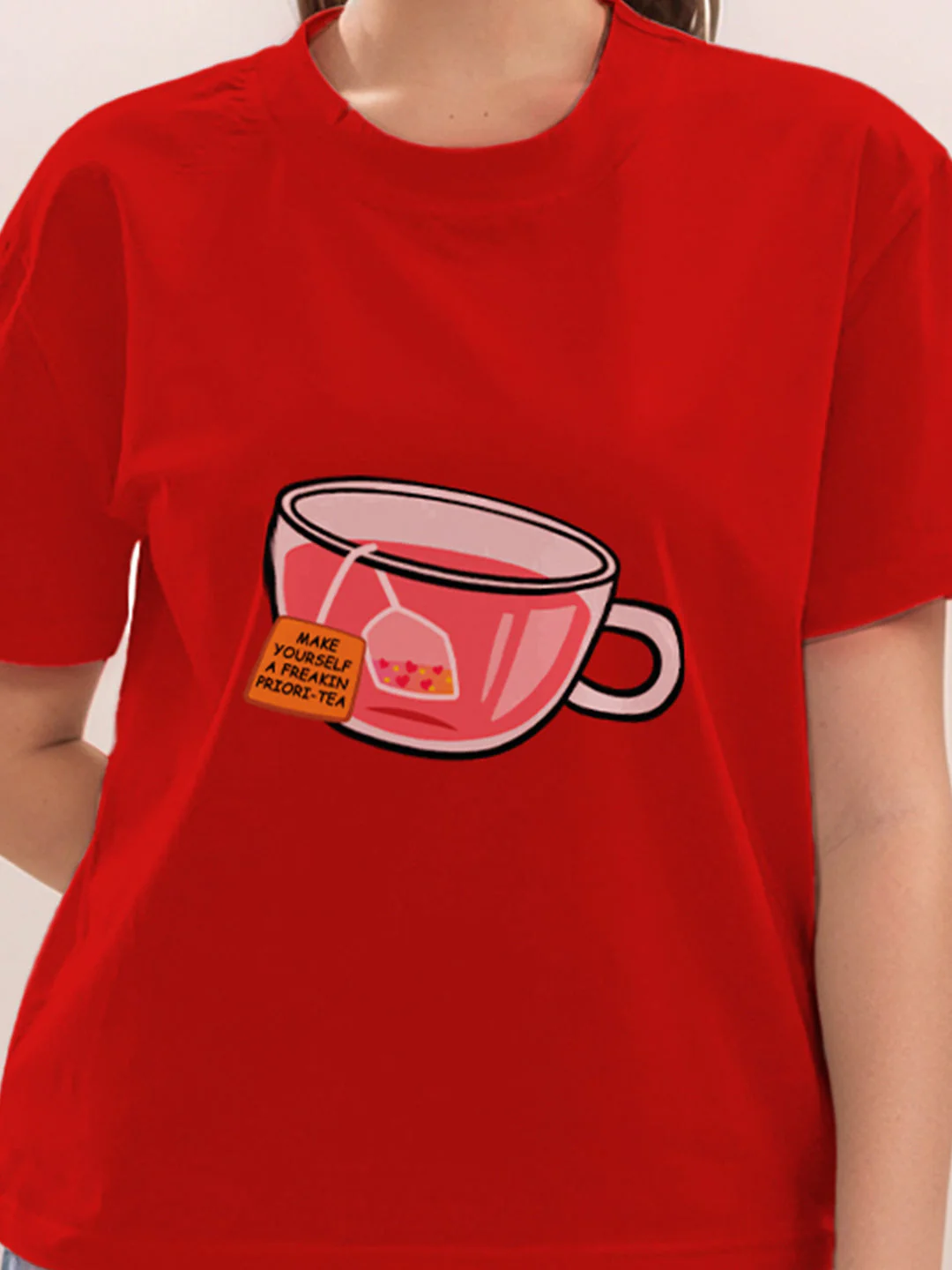 Red Graphic Half Sleeves T-Shirt - Image 6
