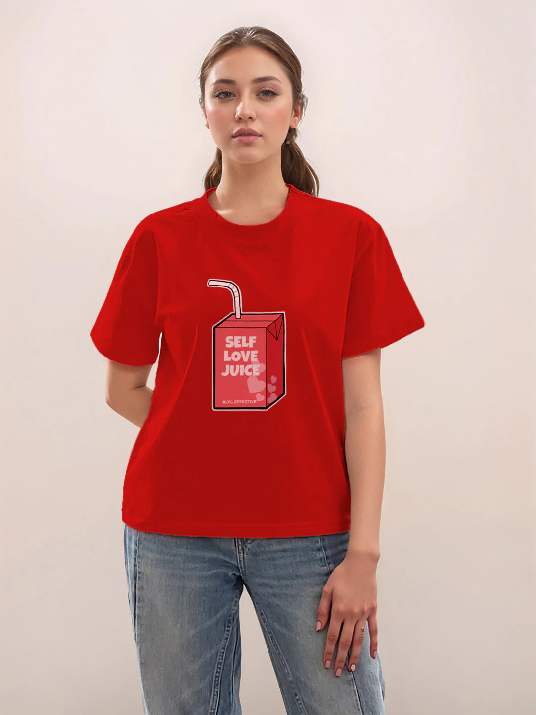 Red Graphic Half Sleeves T-Shirt - Image 2