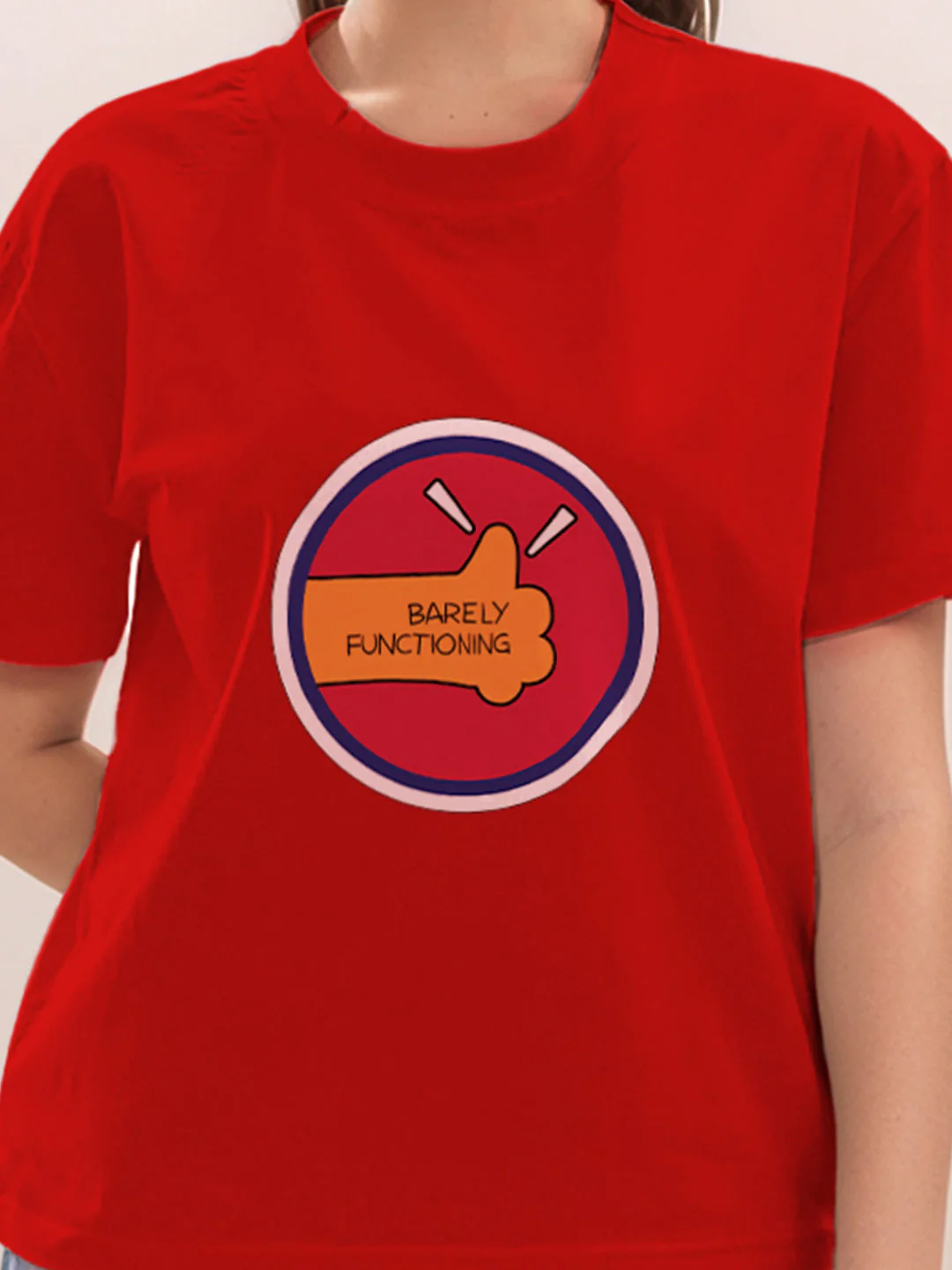 Red Graphic Print Half Sleeves T-Shirt - Image 6