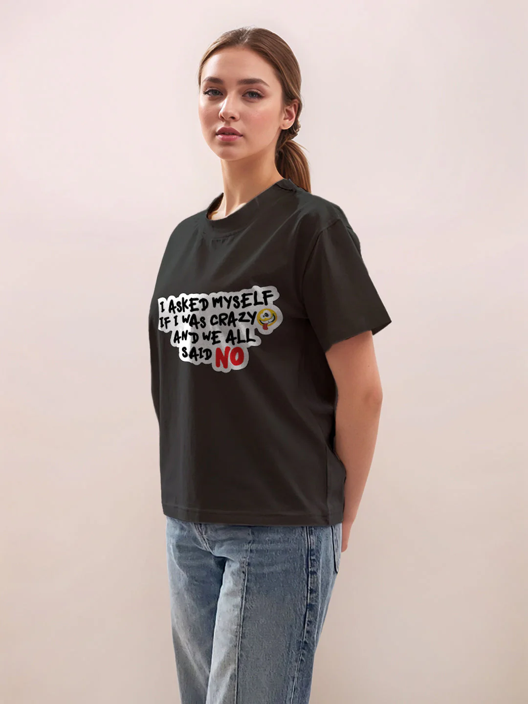 Black Graphic Half Sleeves T-Shirt - Image 3