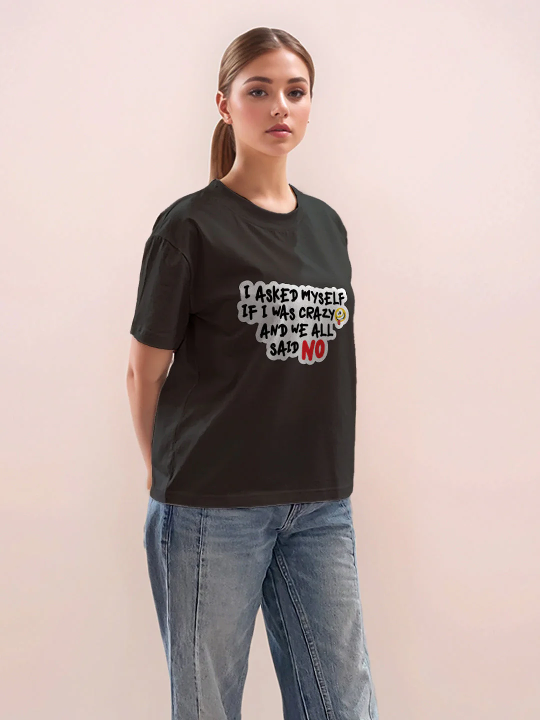 Black Graphic Half Sleeves T-Shirt - Image 5