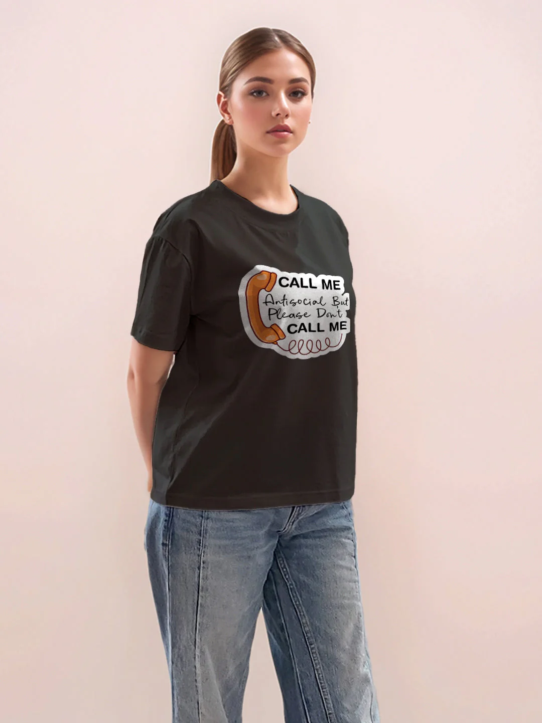 Black Graphic Half Sleeves T-Shirt - Image 5