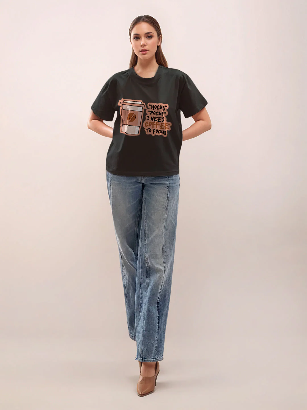 Black Graphic Half Sleeves T-Shirt