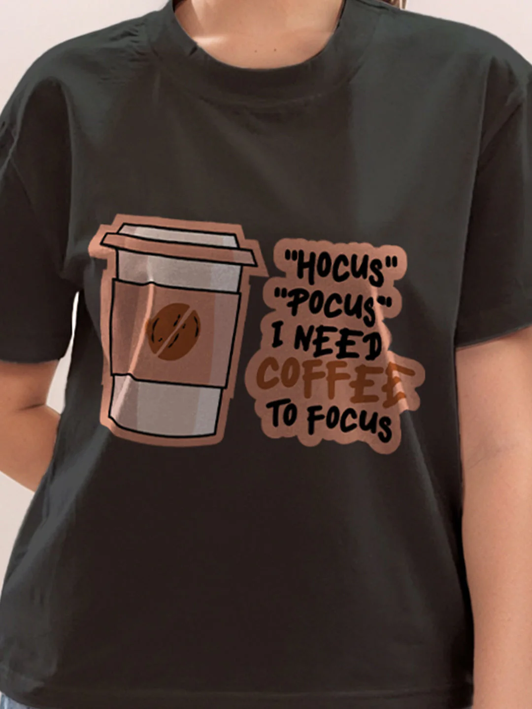 Black Graphic Half Sleeves T-Shirt - Image 6
