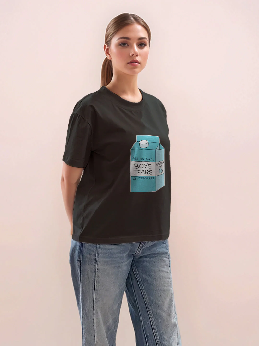 Black Graphic Half Sleeves T-Shirt - Image 5