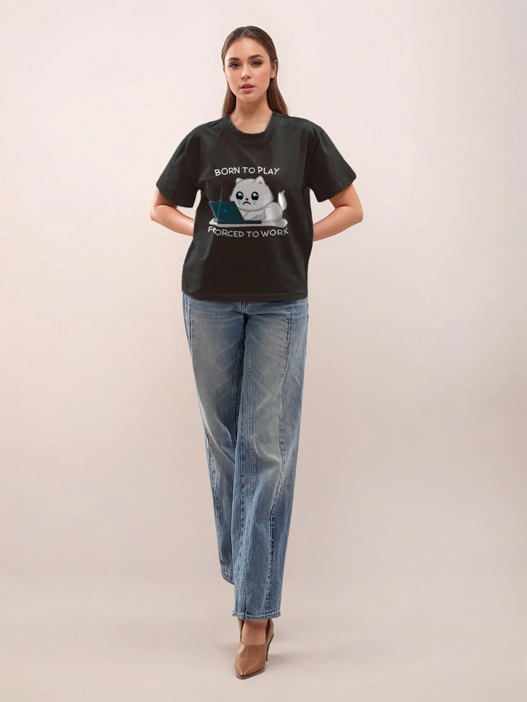Black Graphic Half Sleeves T-Shirt
