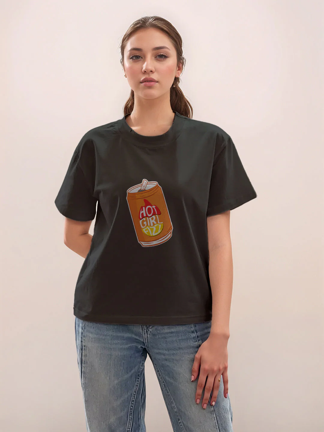 Black Graphic Half Sleeves T-Shirt - Image 2