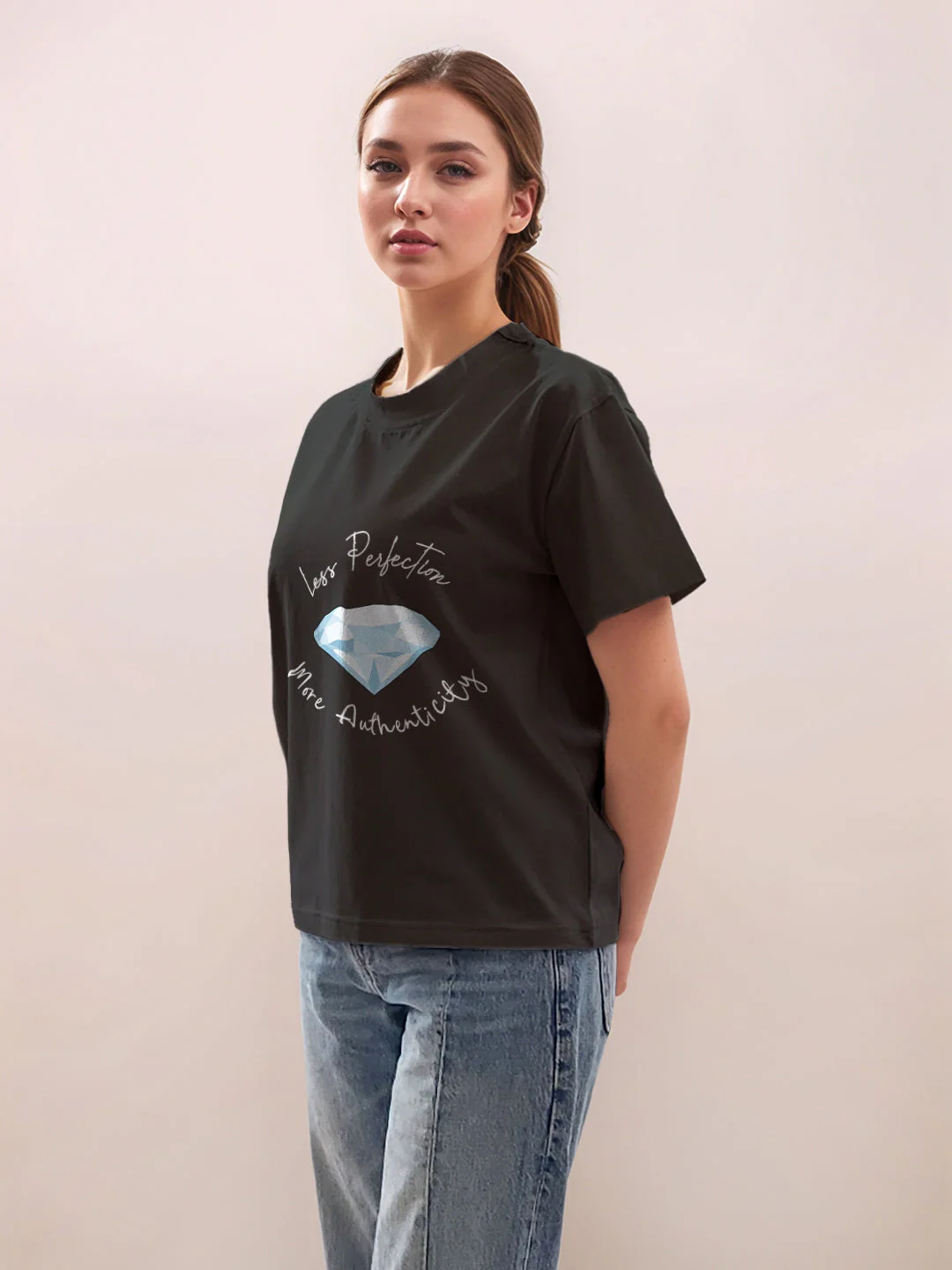 Black Graphic Half Sleeves T-Shirt - Image 3