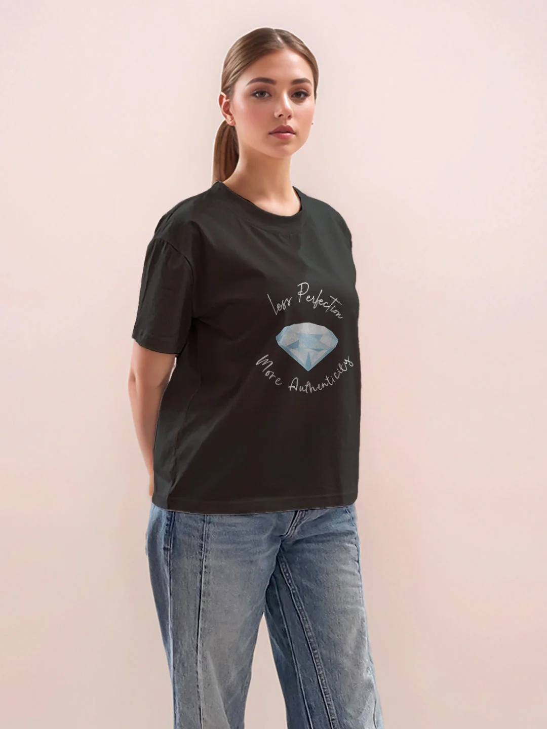 Black Graphic Half Sleeves T-Shirt - Image 5