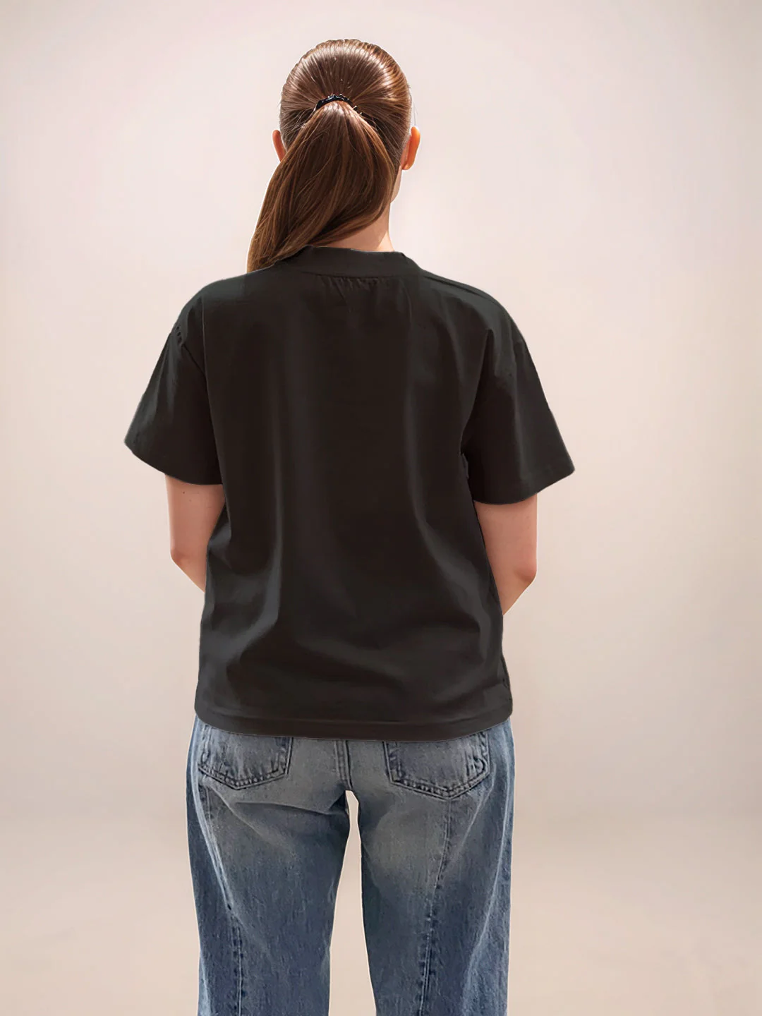 Black Graphic Half Sleeves T-Shirt - Image 4