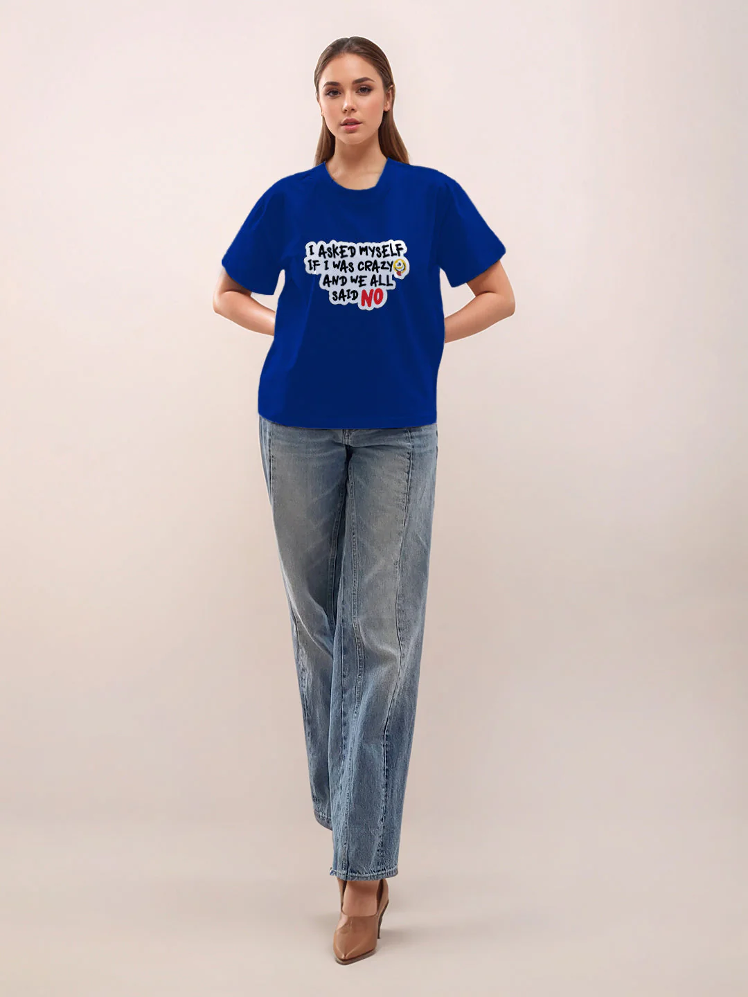 Blue Graphic Half Sleeves T-Shirt