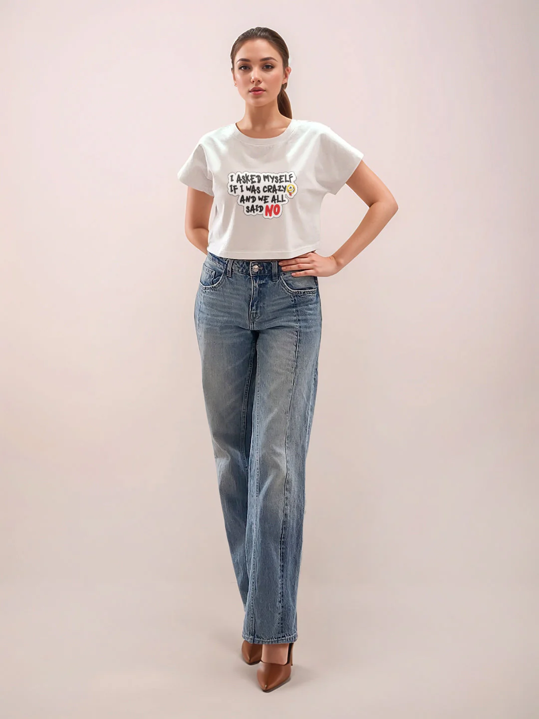 White Graphic Half Sleeves T-Shirt