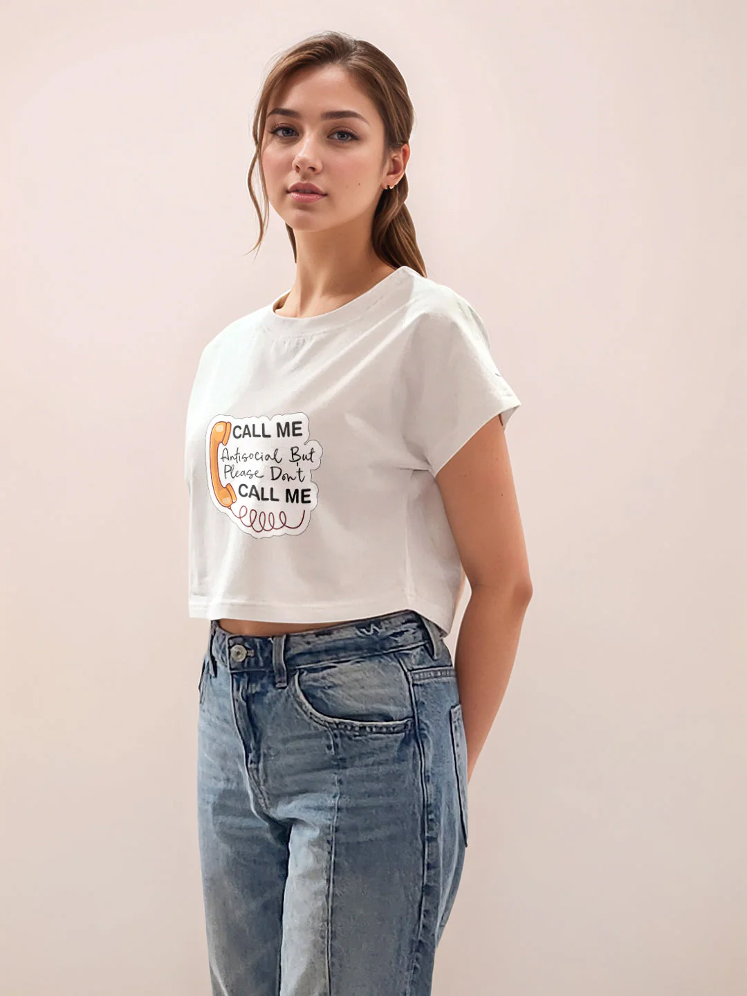 White Graphic Half Sleeves T-Shirt - Image 3