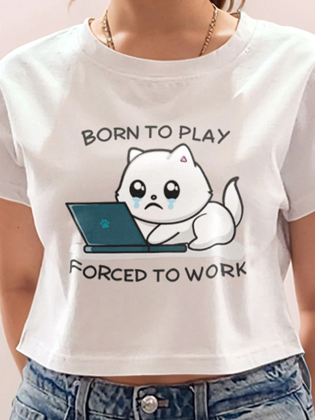 White Graphic Half Sleeves T-Shirt - Image 6