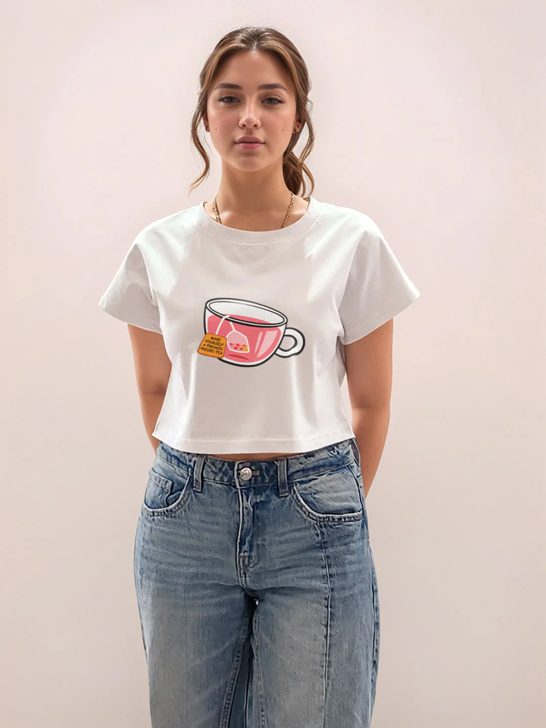 White Graphic Half Sleeves T-Shirt - Image 2