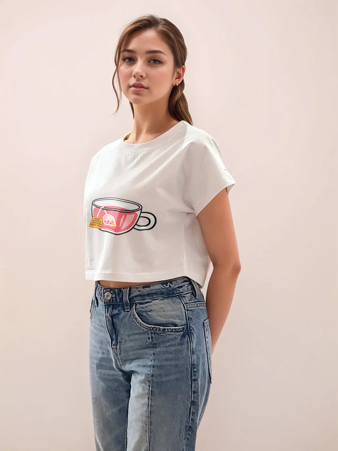 White Graphic Half Sleeves T-Shirt - Image 3