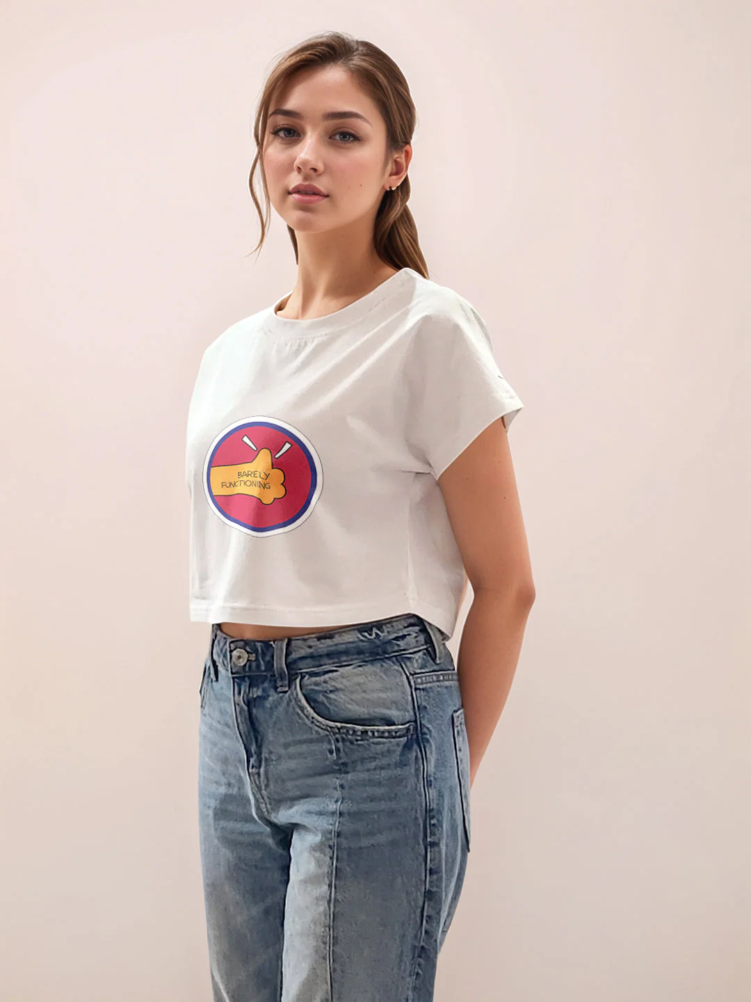 White Graphic Half Sleeves T-Shirt - Image 3