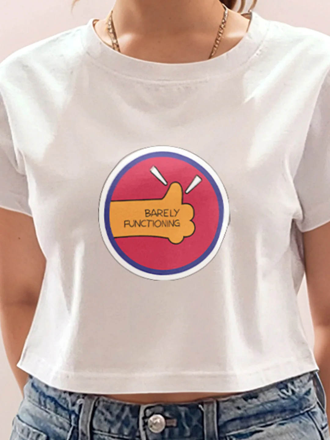 White Graphic Half Sleeves T-Shirt - Image 6