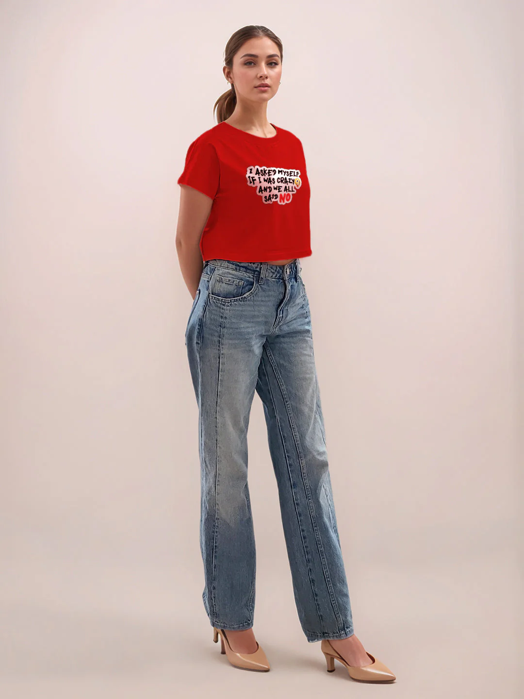 Red Graphic Half Sleeves T-Shirt - Image 5