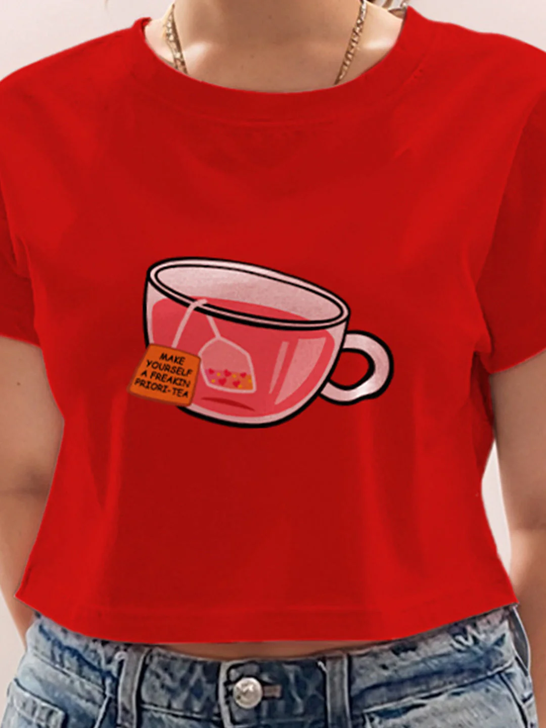 Red Graphic Half Sleeves T-Shirt - Image 6