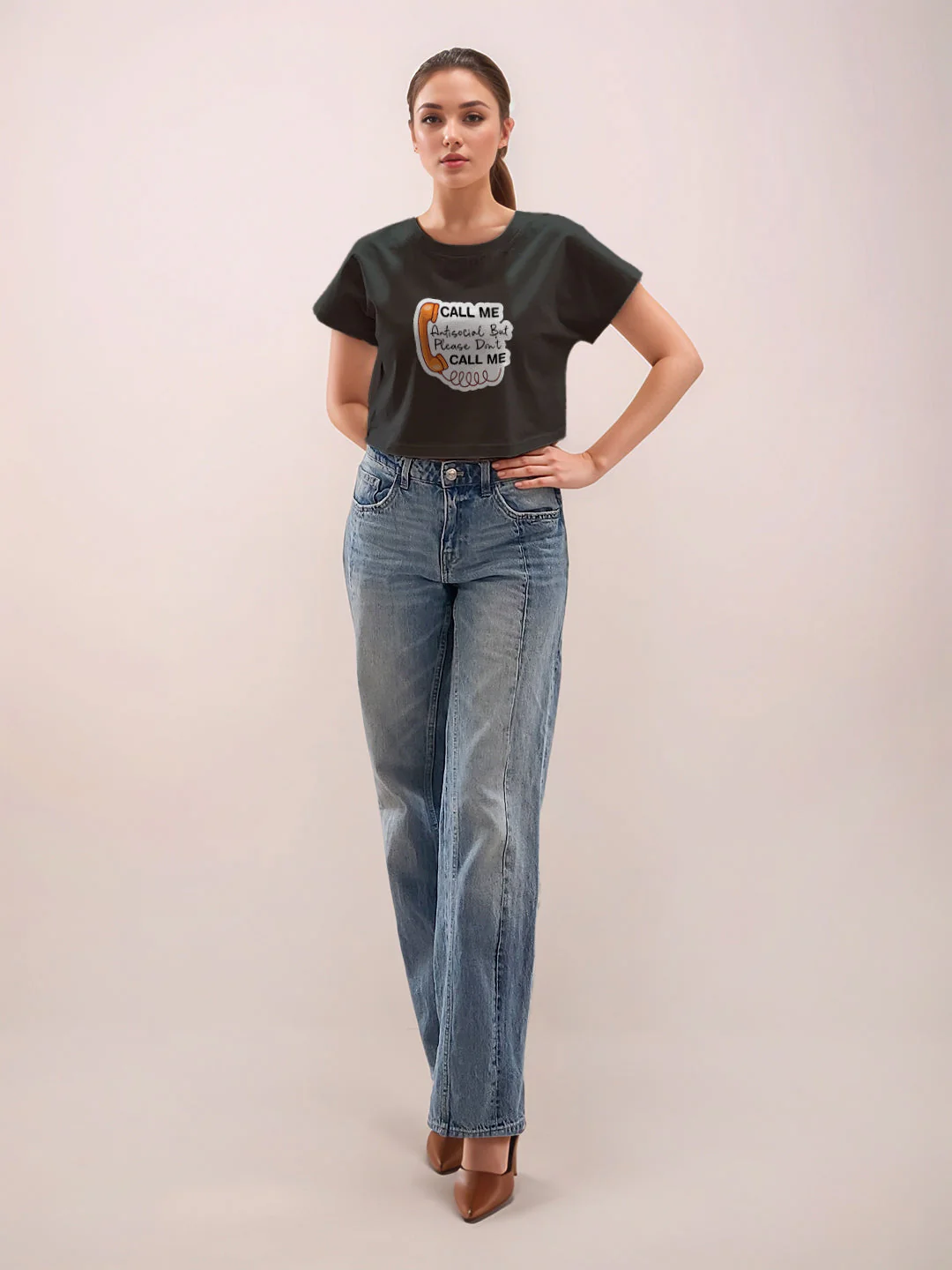 Black Graphic Half Sleeves T-Shirt