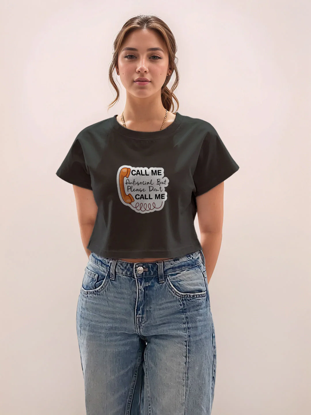 Black Graphic Half Sleeves T-Shirt - Image 2