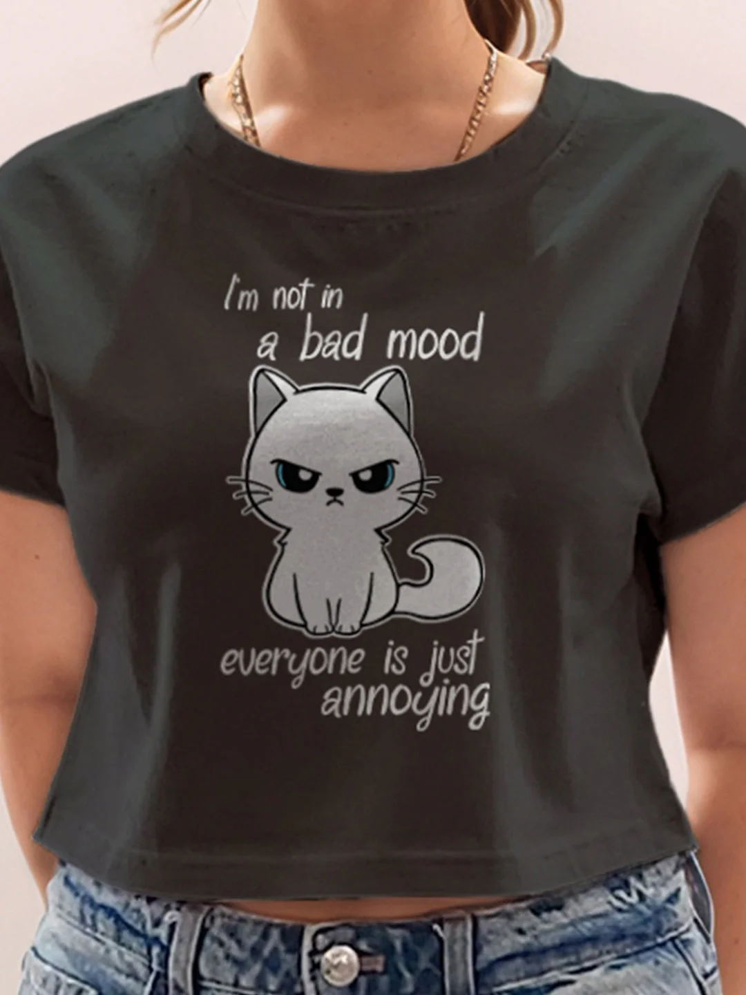 Black Graphic Half Sleeves T-Shirt - Image 6