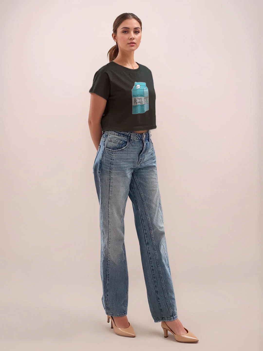 Black Graphic Half Sleeves T-Shirt - Image 5