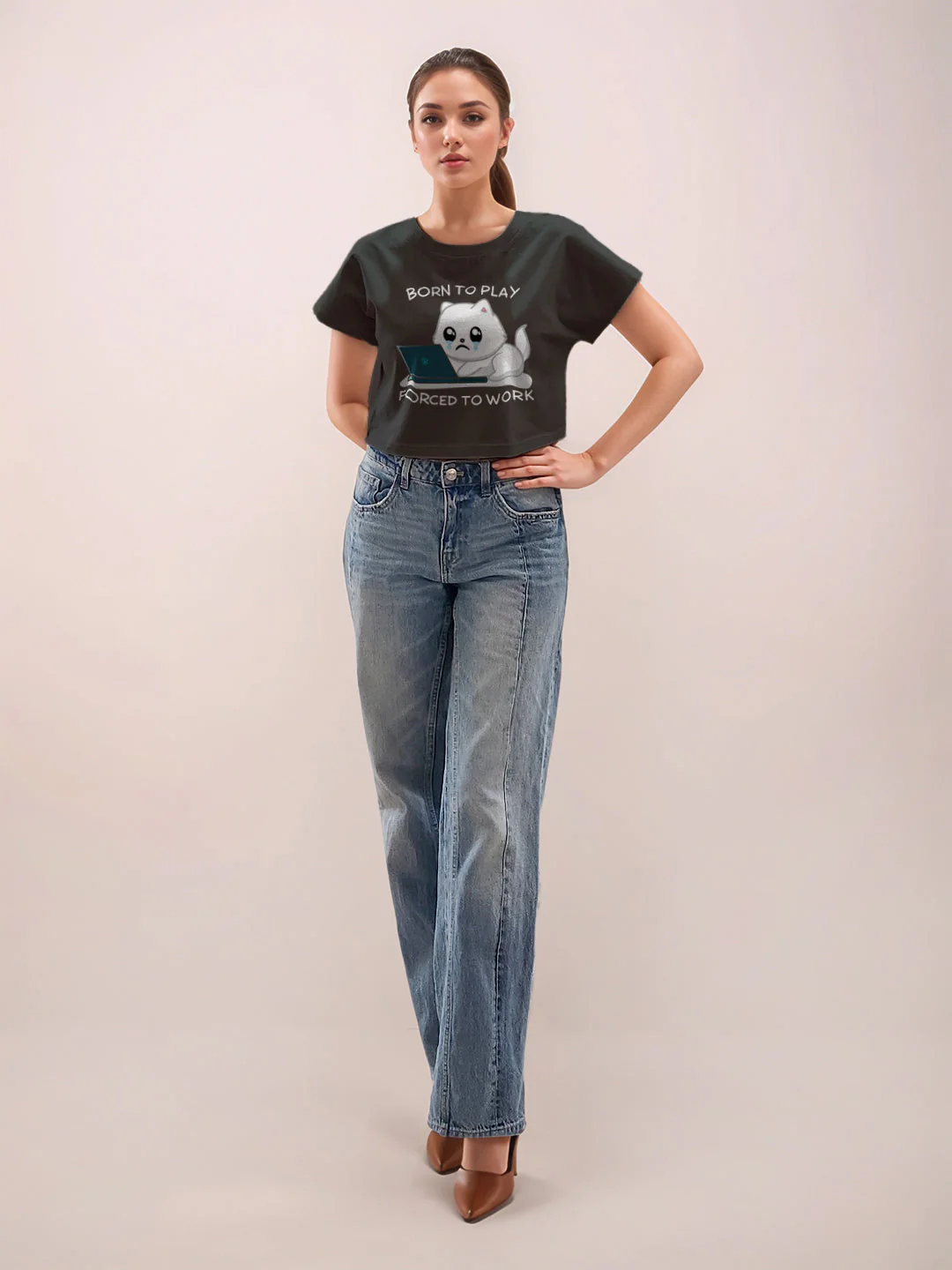Black Graphic Half Sleeves T-Shirt