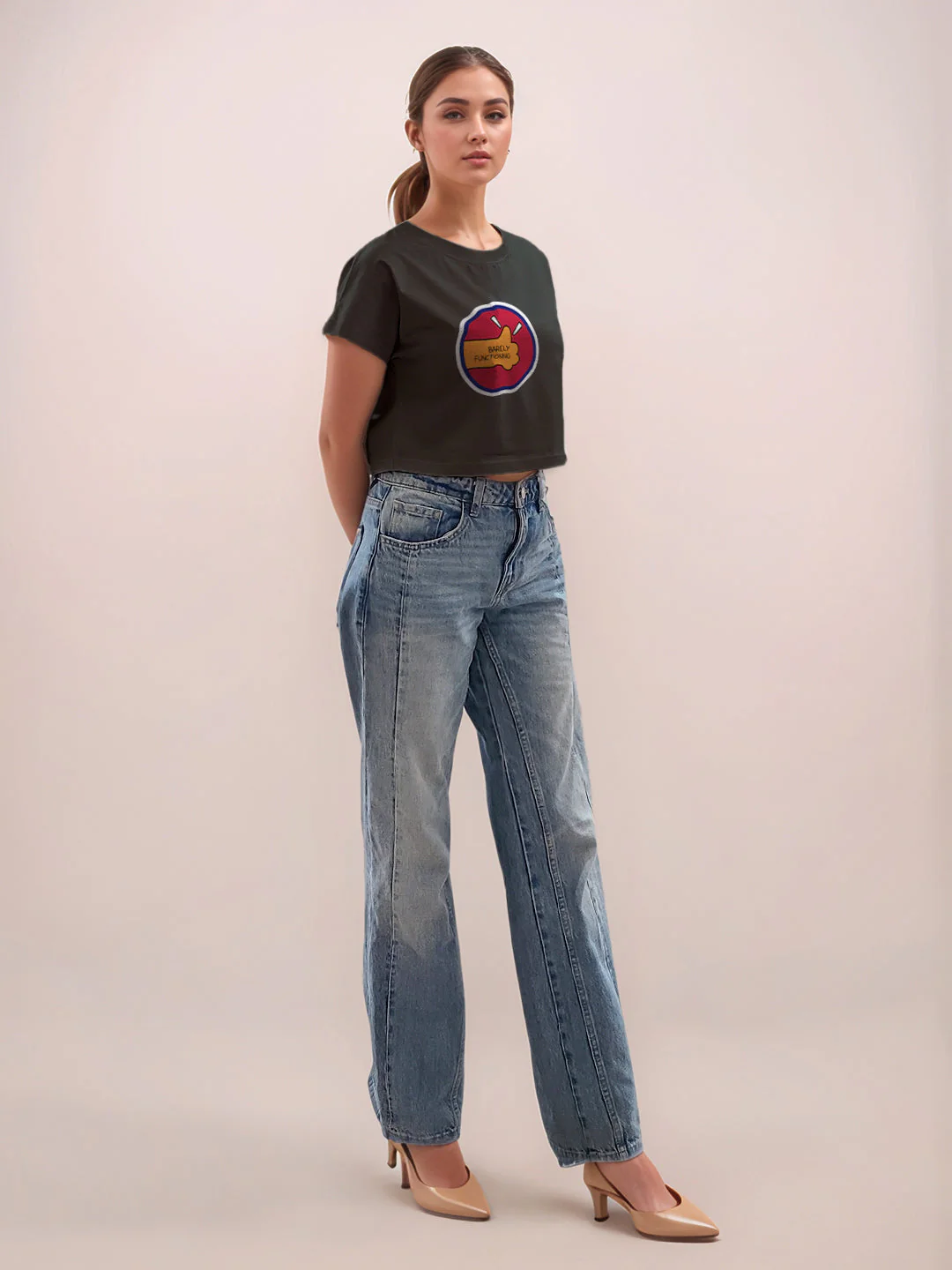 Black Graphic Half Sleeves T-Shirt - Image 5